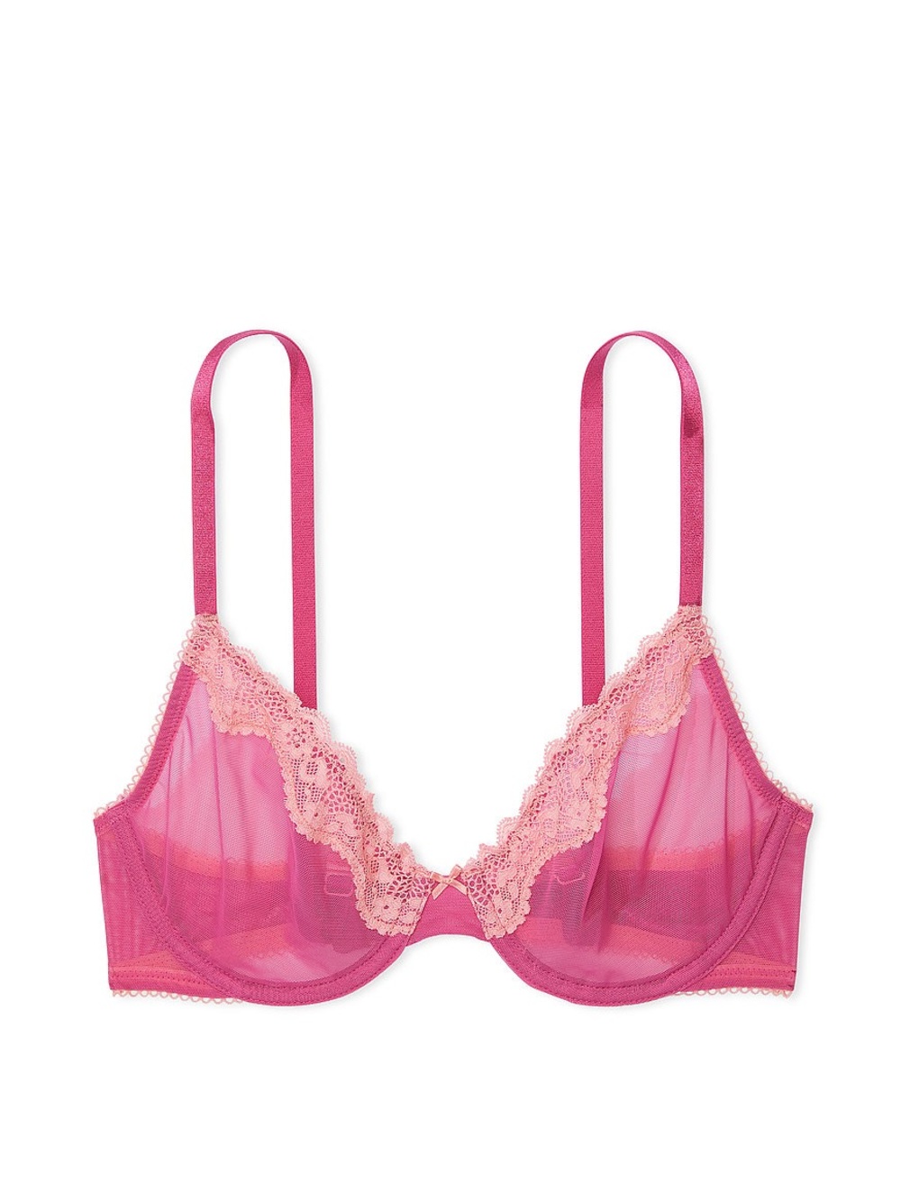 Victoria's Secret Tease Pink and Coral Lace Unlined Underwire Bra